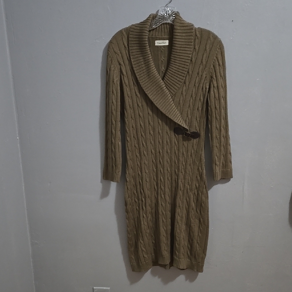 Calvin Klein Cable Knit Sweater Dress Preppy Cabincore